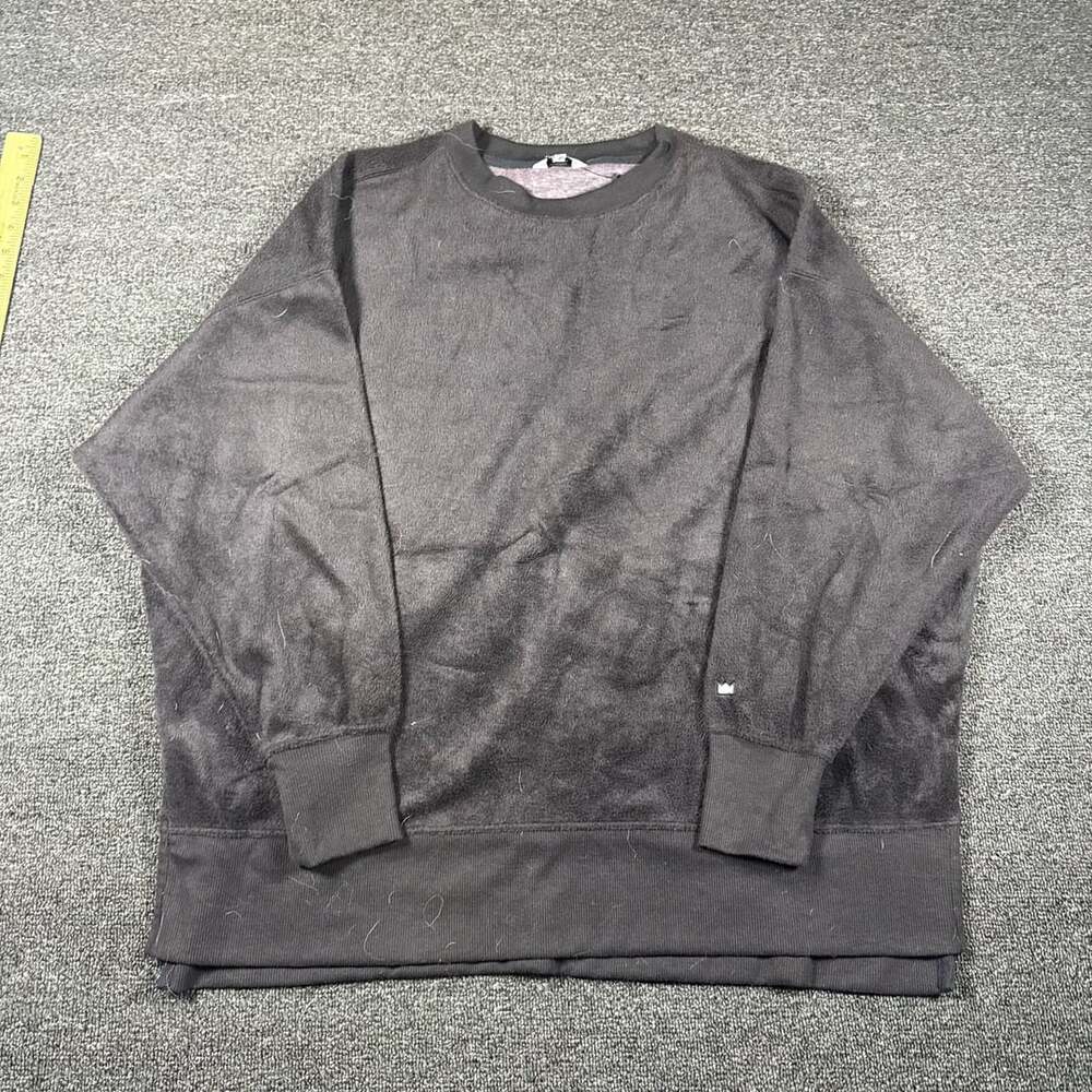 Crown & Ivy Fleece Sweatshirt Size L Black Soft Pullover Crewneck